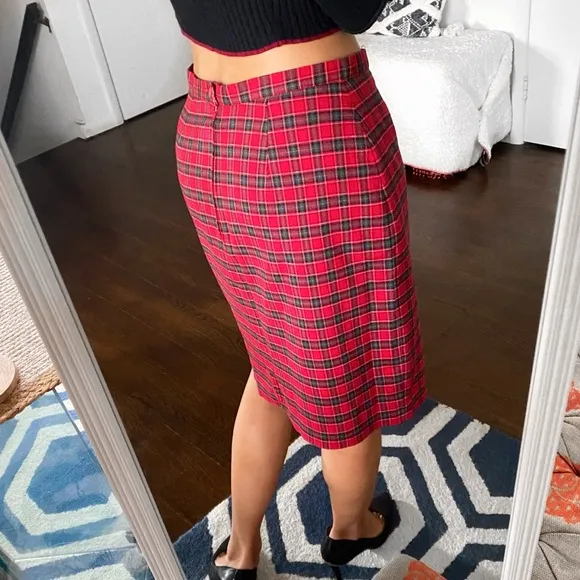 🎄 KIABI DECADE RED GREEN PLAID CHRISTMAS SKIRT!