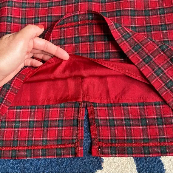 🎄 KIABI DECADE RED GREEN PLAID CHRISTMAS SKIRT!
