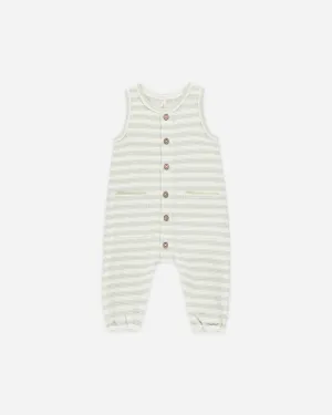 -Waffle Jumpsuit || Mint Stripe-