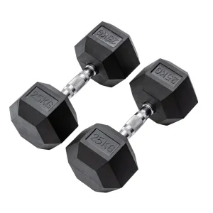 25kg Classic Rubber Hex Dumbbell PAIR