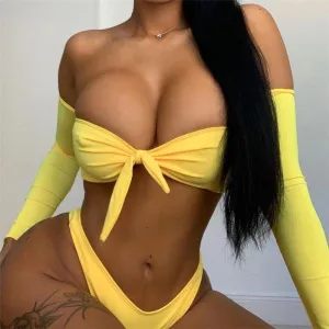 30 Pair's) Sexy Off The Shoulder Solid Color Bikini