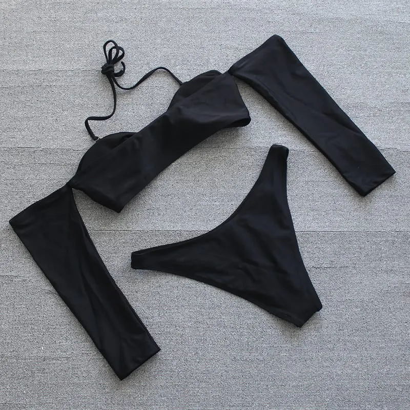 30 Pair's) Sexy Off The Shoulder Solid Color Bikini