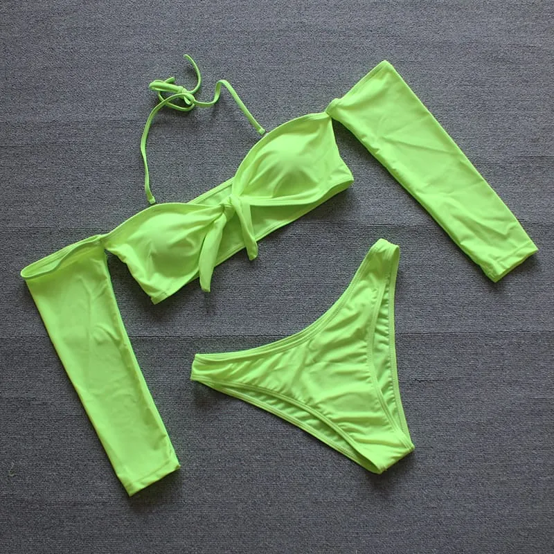 30 Pair's) Sexy Off The Shoulder Solid Color Bikini