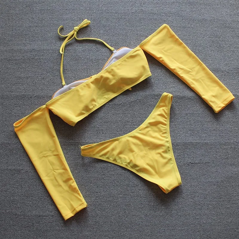30 Pair's) Sexy Off The Shoulder Solid Color Bikini