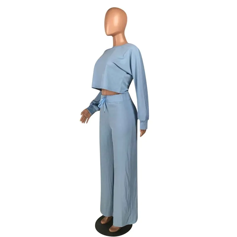 30 Pieces) Knit Solid Color Top And Pants Two Pieces Set