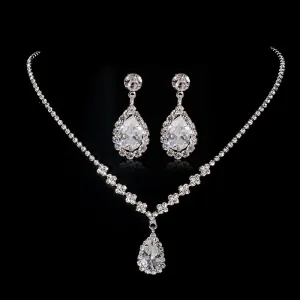 30 Pieces) Minimalist Water Drop Pendant Necklace And Earrings Set