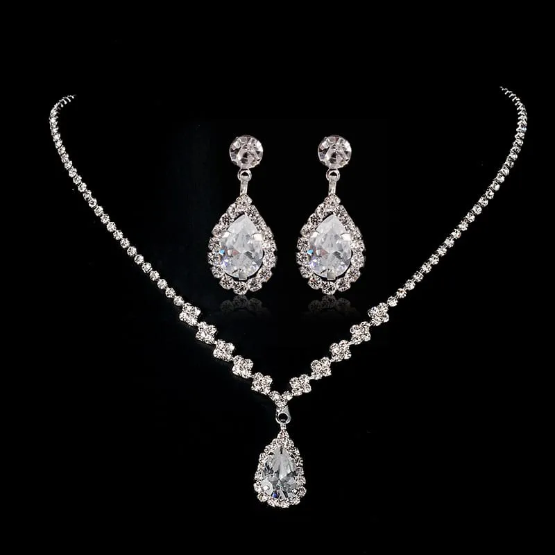 30 Pieces) Minimalist Water Drop Pendant Necklace And Earrings Set
