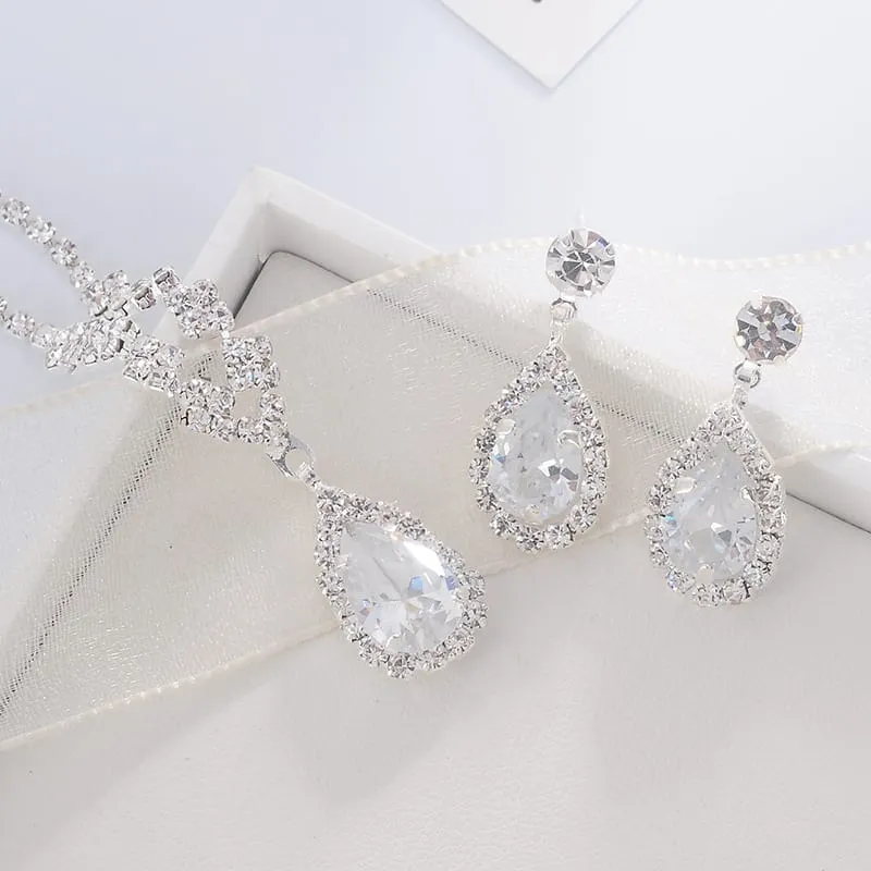 30 Pieces) Minimalist Water Drop Pendant Necklace And Earrings Set