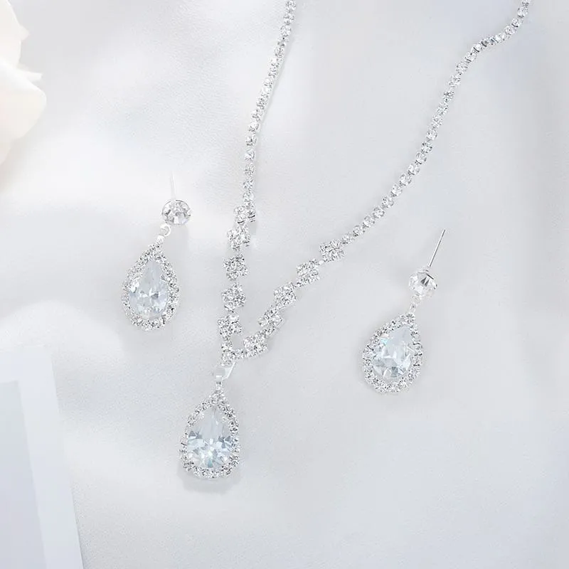 30 Pieces) Minimalist Water Drop Pendant Necklace And Earrings Set