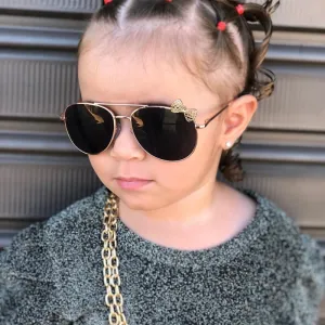 30 Pieces) Wholesale Girls Bowknot Decor Metal Design Oval Sunglasses