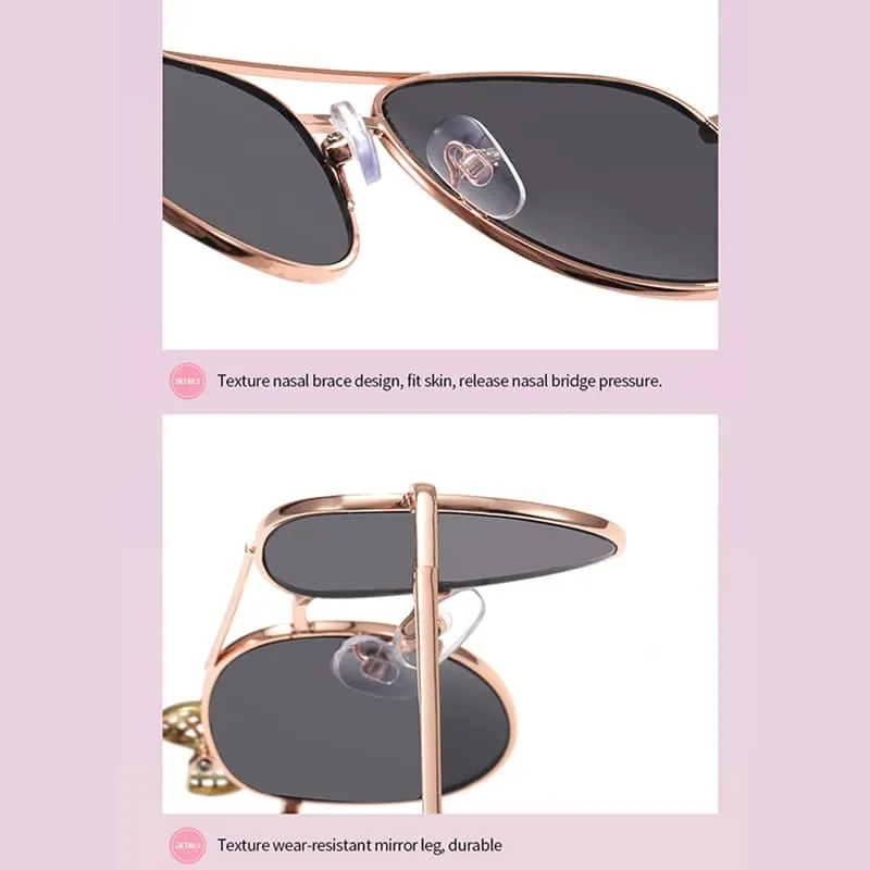30 Pieces) Wholesale Girls Bowknot Decor Metal Design Oval Sunglasses