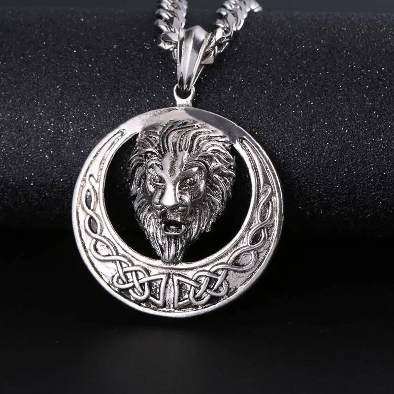 30 Pieces) Wholesale Hot Sale Hip-hop Style Round-shape Lion Pattern Men Necklace