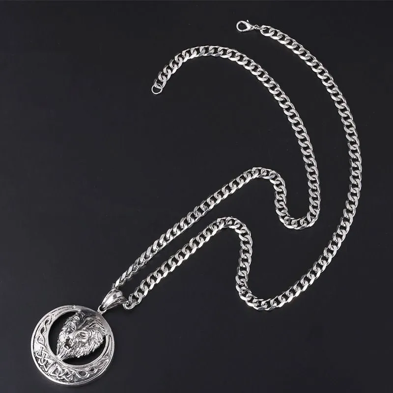 30 Pieces) Wholesale Hot Sale Hip-hop Style Round-shape Lion Pattern Men Necklace