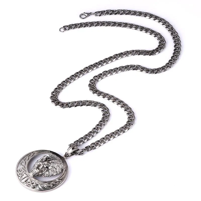 30 Pieces) Wholesale Hot Sale Hip-hop Style Round-shape Lion Pattern Men Necklace