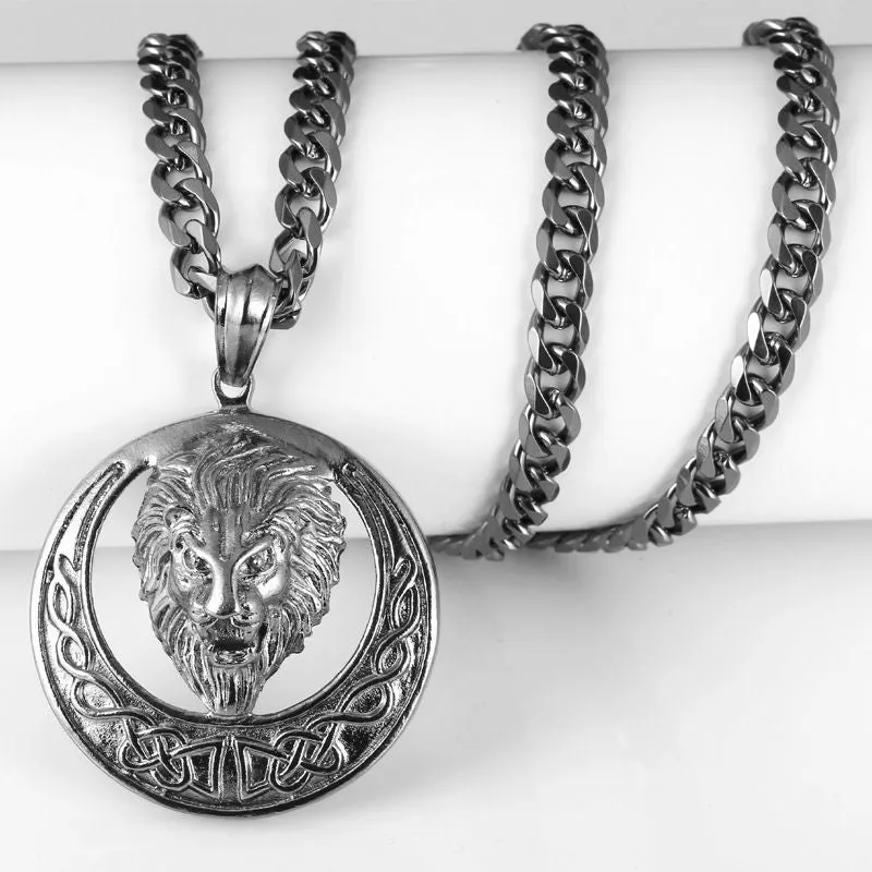 30 Pieces) Wholesale Hot Sale Hip-hop Style Round-shape Lion Pattern Men Necklace