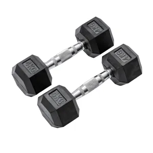 4kg Classic Rubber Hex Dumbbell PAIR