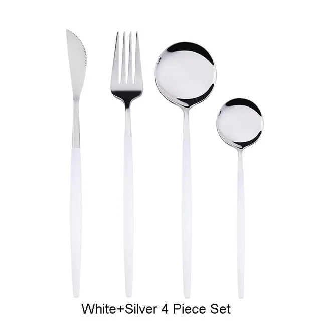 4Pcs Black Gold Cutlery Set