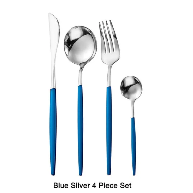 4Pcs Black Gold Cutlery Set