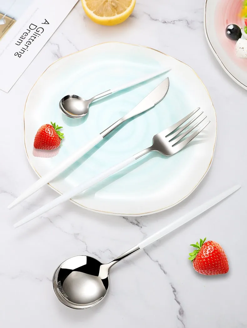 4Pcs Black Gold Cutlery Set