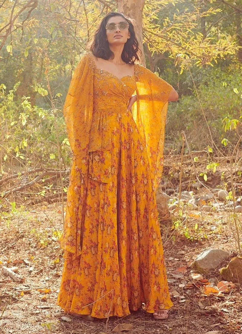 Abbey Yellow Chiffon Jumpsuit