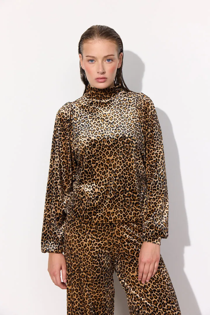 Angela Velour Blouse - Leopard