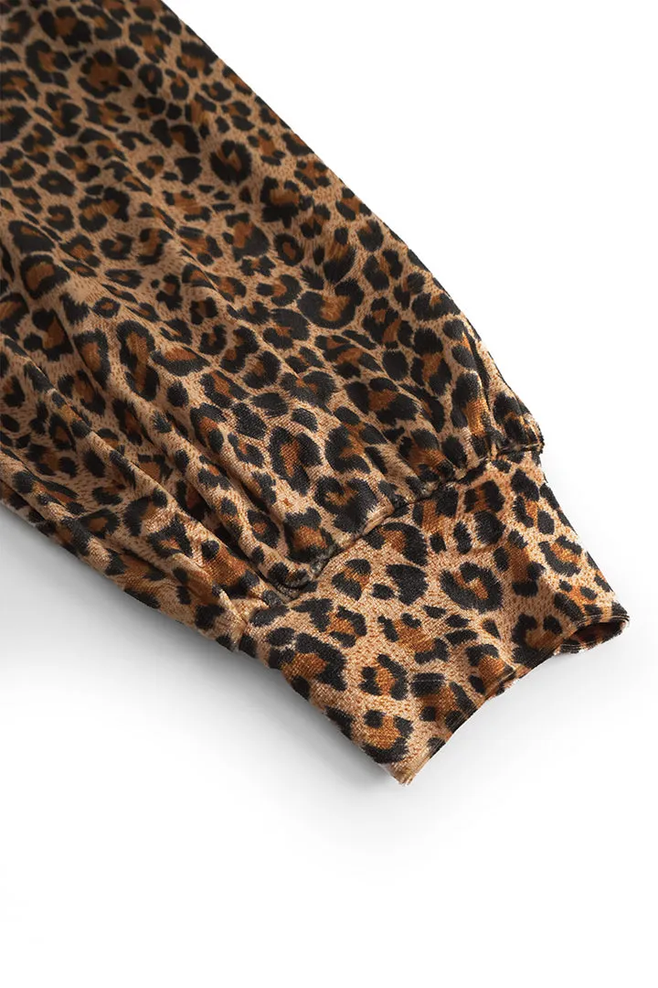Angela Velour Blouse - Leopard