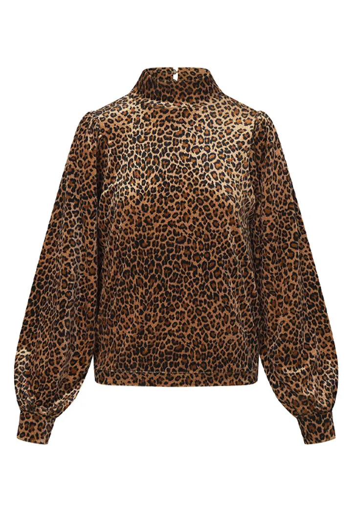 Angela Velour Blouse - Leopard