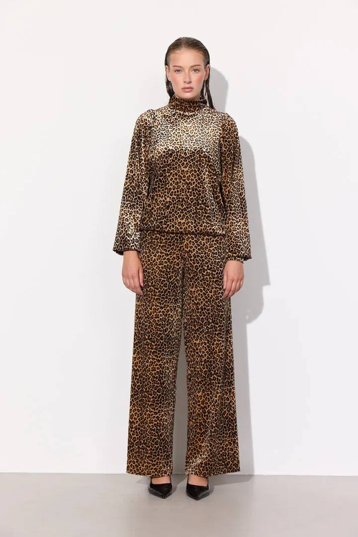 Angela Velour Blouse - Leopard