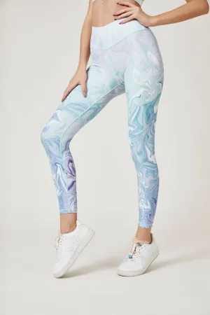 AquaGlow Women's Pastel Marble High-Waisted Leggings – Buttery Soft Yoga Pants for Workouts, Fitness & Athleisure