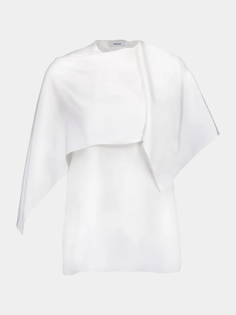 Asymmetric Draped White Top