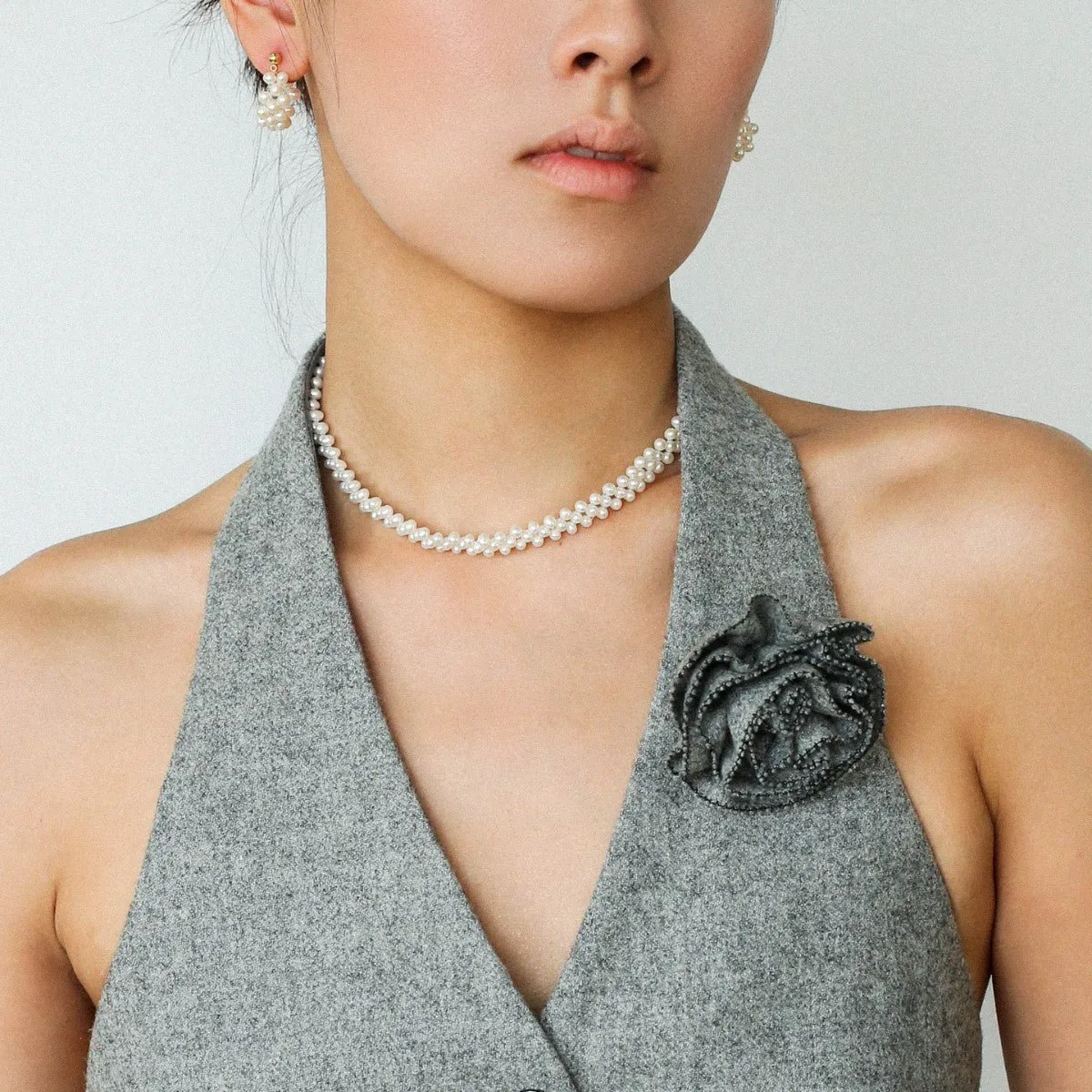 Aurora Lace Handwoven Pearl Necklace