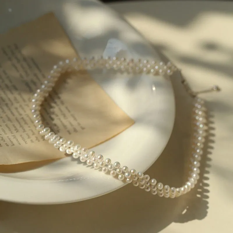 Aurora Lace Handwoven Pearl Necklace