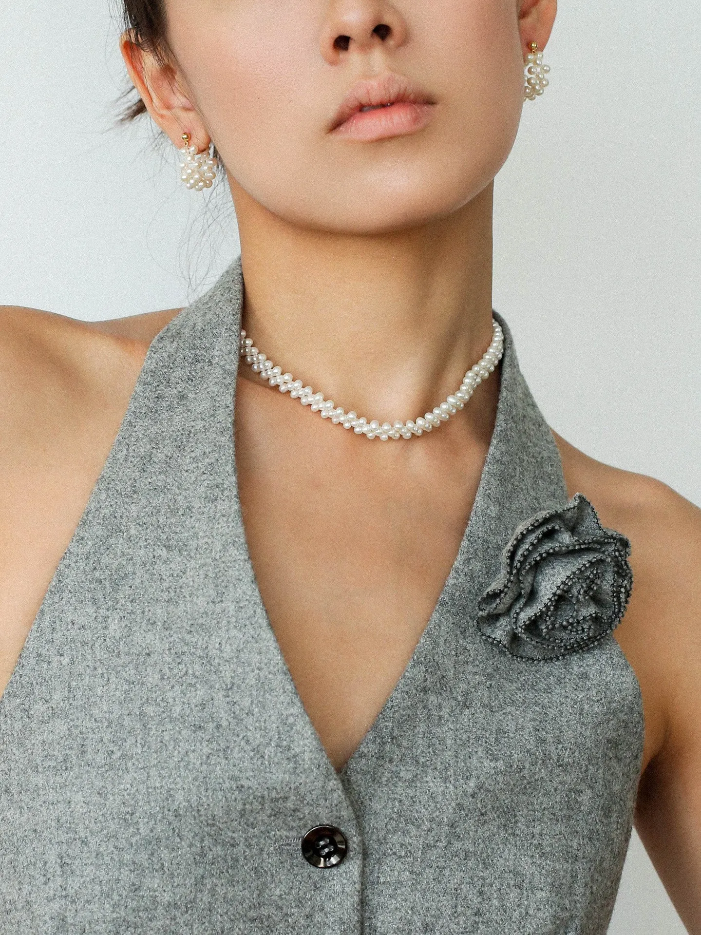 Aurora Lace Handwoven Pearl Necklace