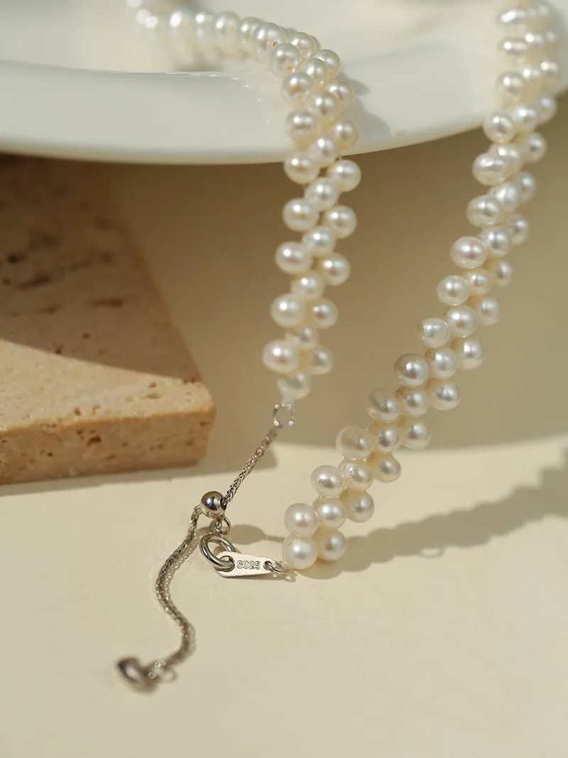 Aurora Lace Handwoven Pearl Necklace