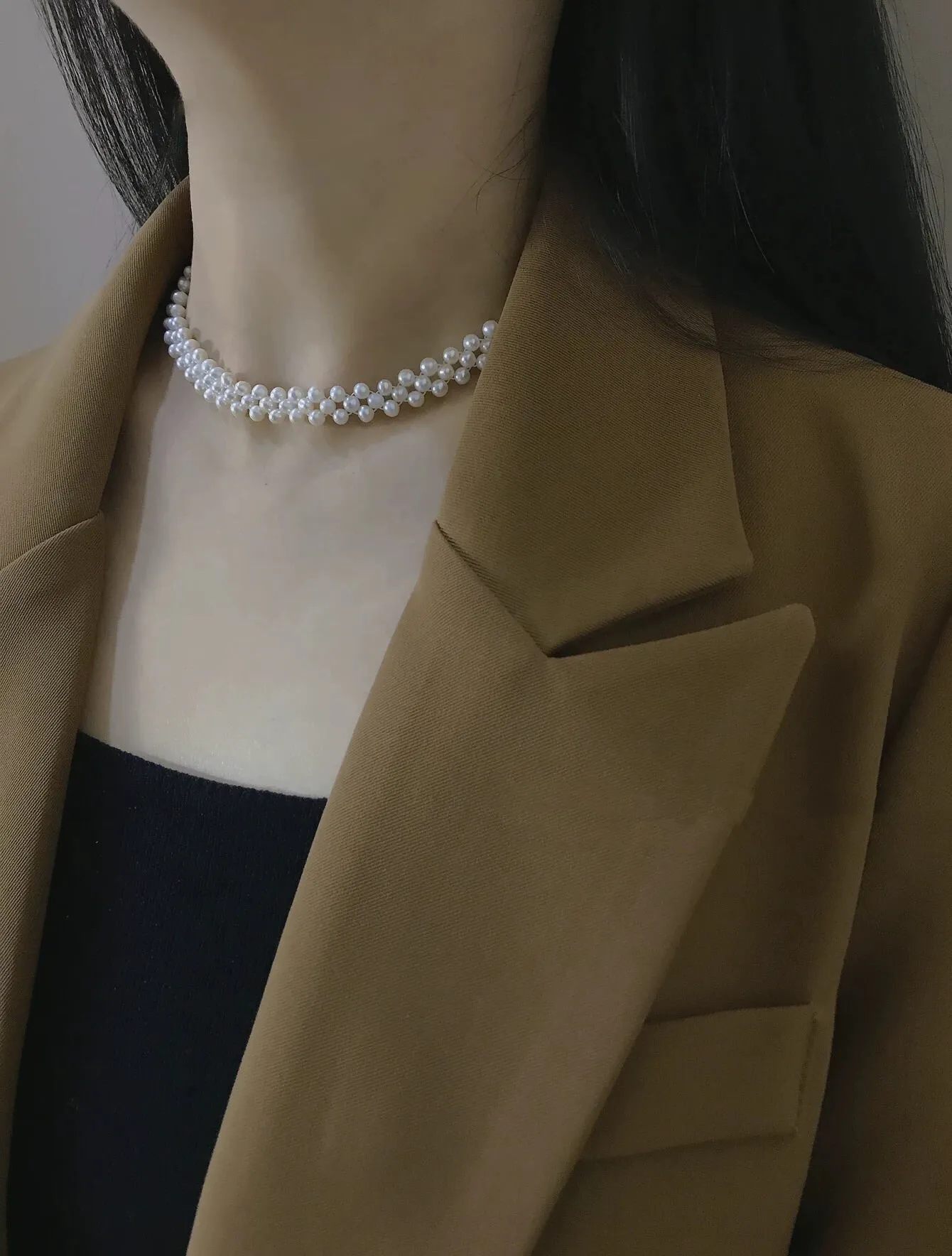 Aurora Lace Handwoven Pearl Necklace