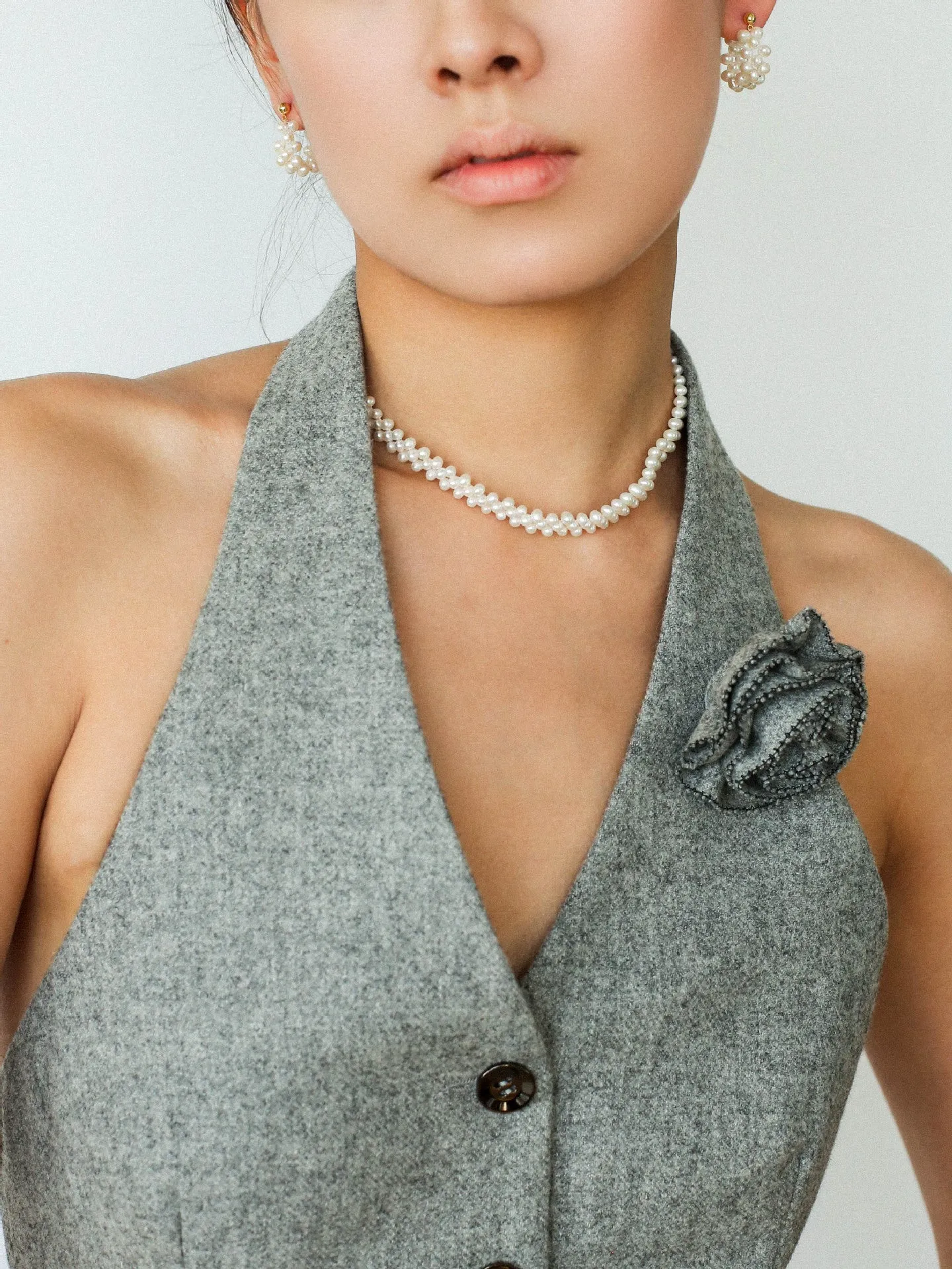 Aurora Lace Handwoven Pearl Necklace
