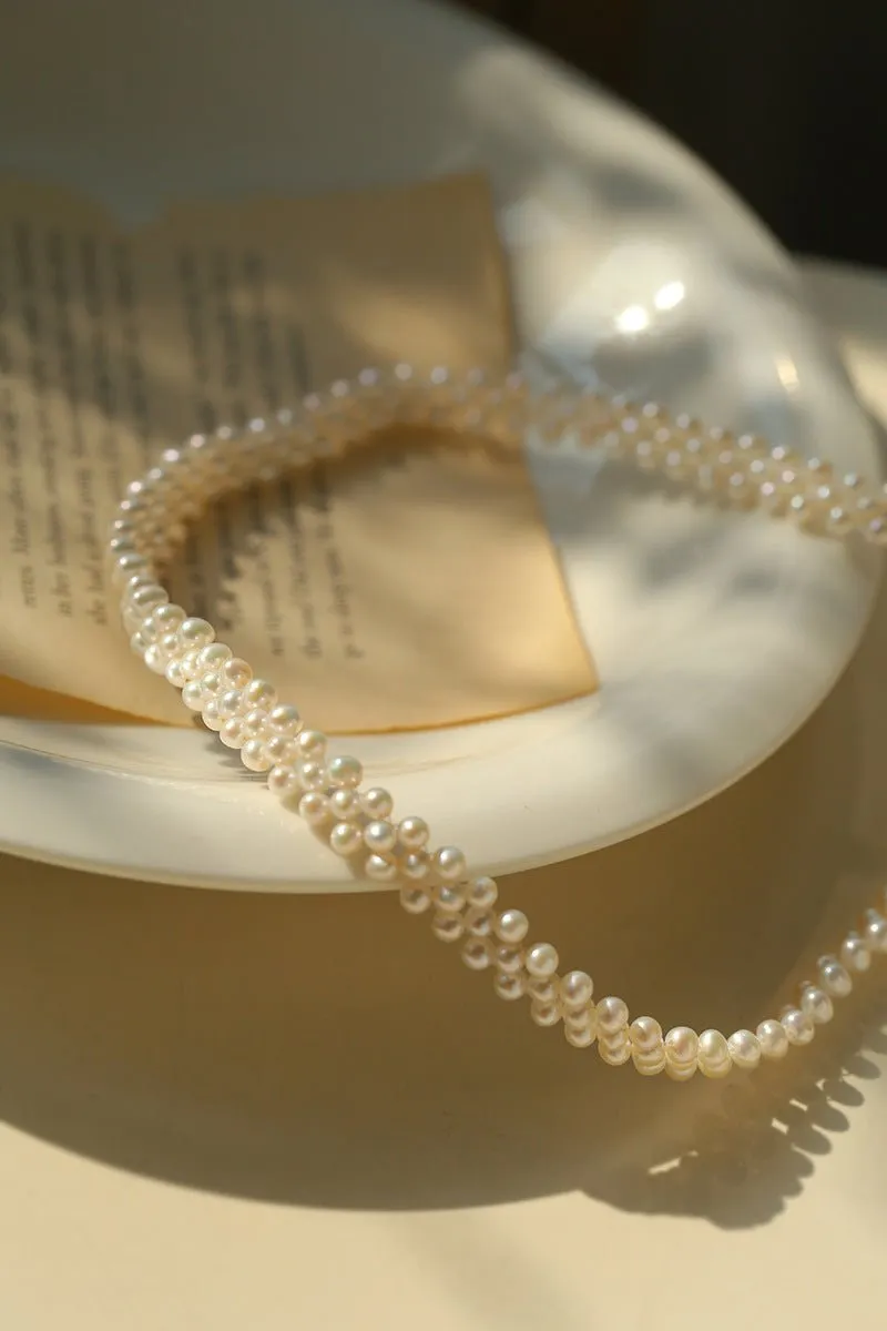 Aurora Lace Handwoven Pearl Necklace
