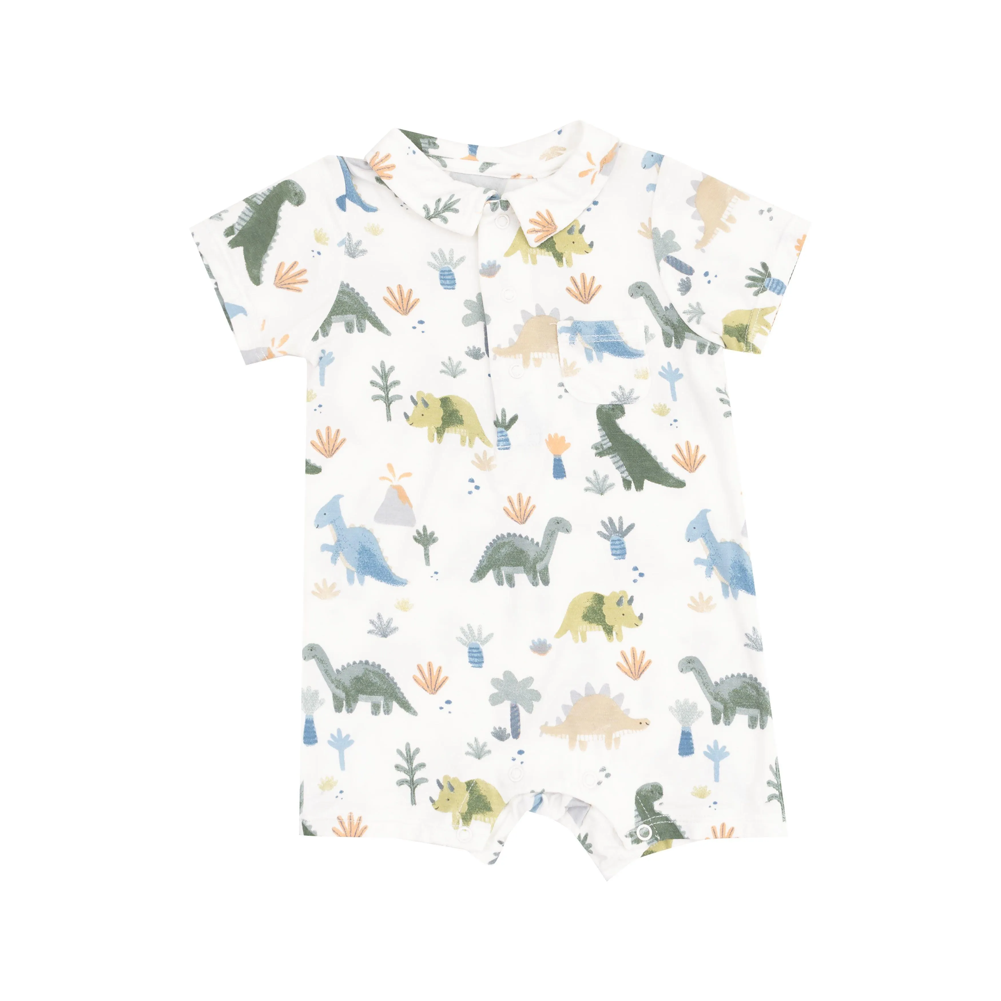 Baby Boy Jumpsuits and Rompers| Polo Shortie- Soft Dinos | Angel Dear