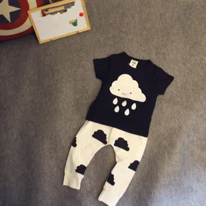 Baby Girl Boy Clothes Spring born Baby's Sets T shirts Pants Clouds Rain born Baby Girl Clothes