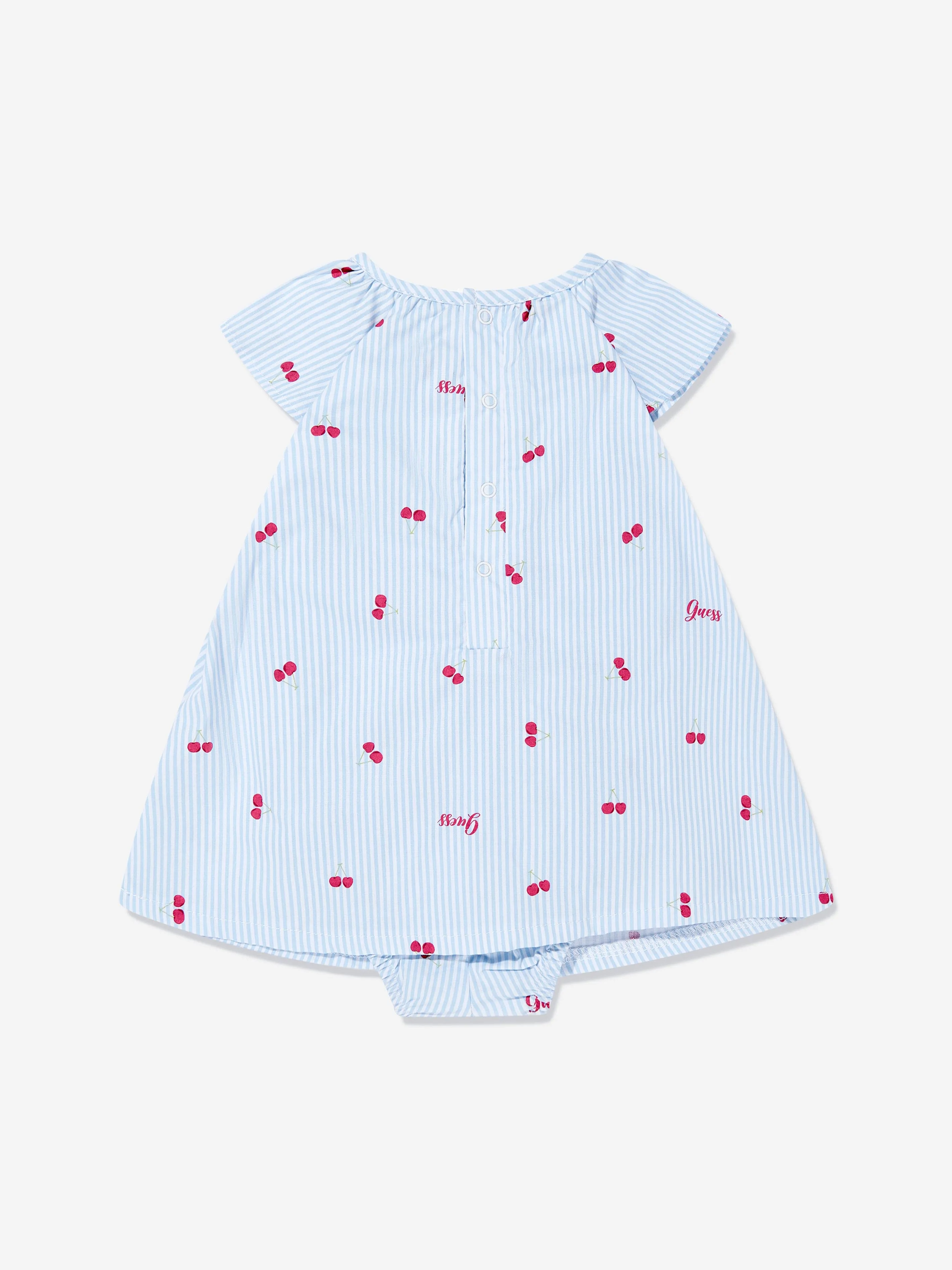Baby Girls Cherry Bodysuit Dress in Blue
