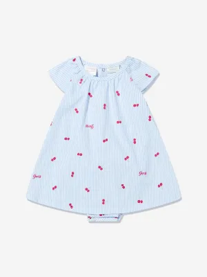 Baby Girls Cherry Bodysuit Dress in Blue