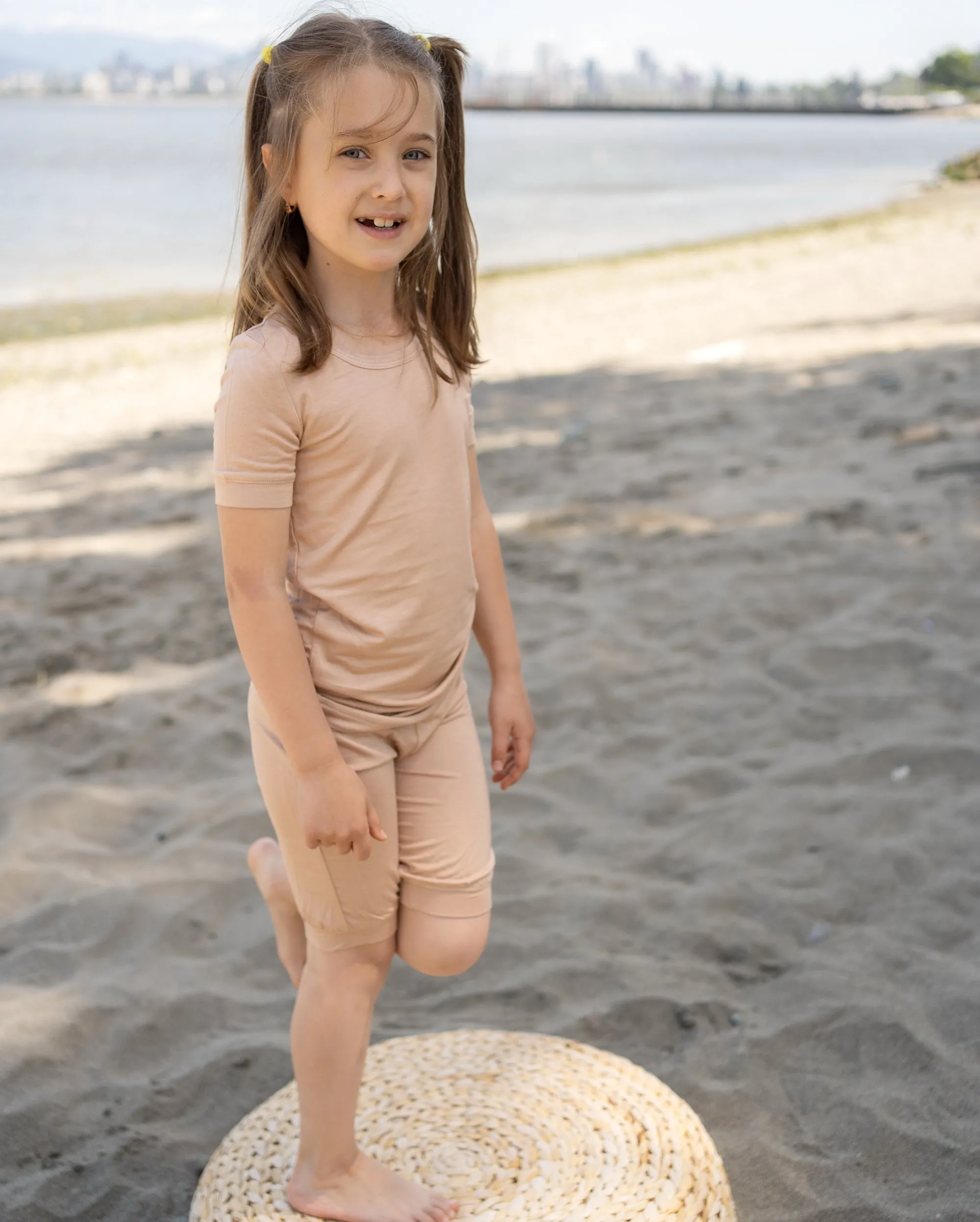 Bamboo Short Sleeve Top & Shorts Pajama Set (Maple Sugar)