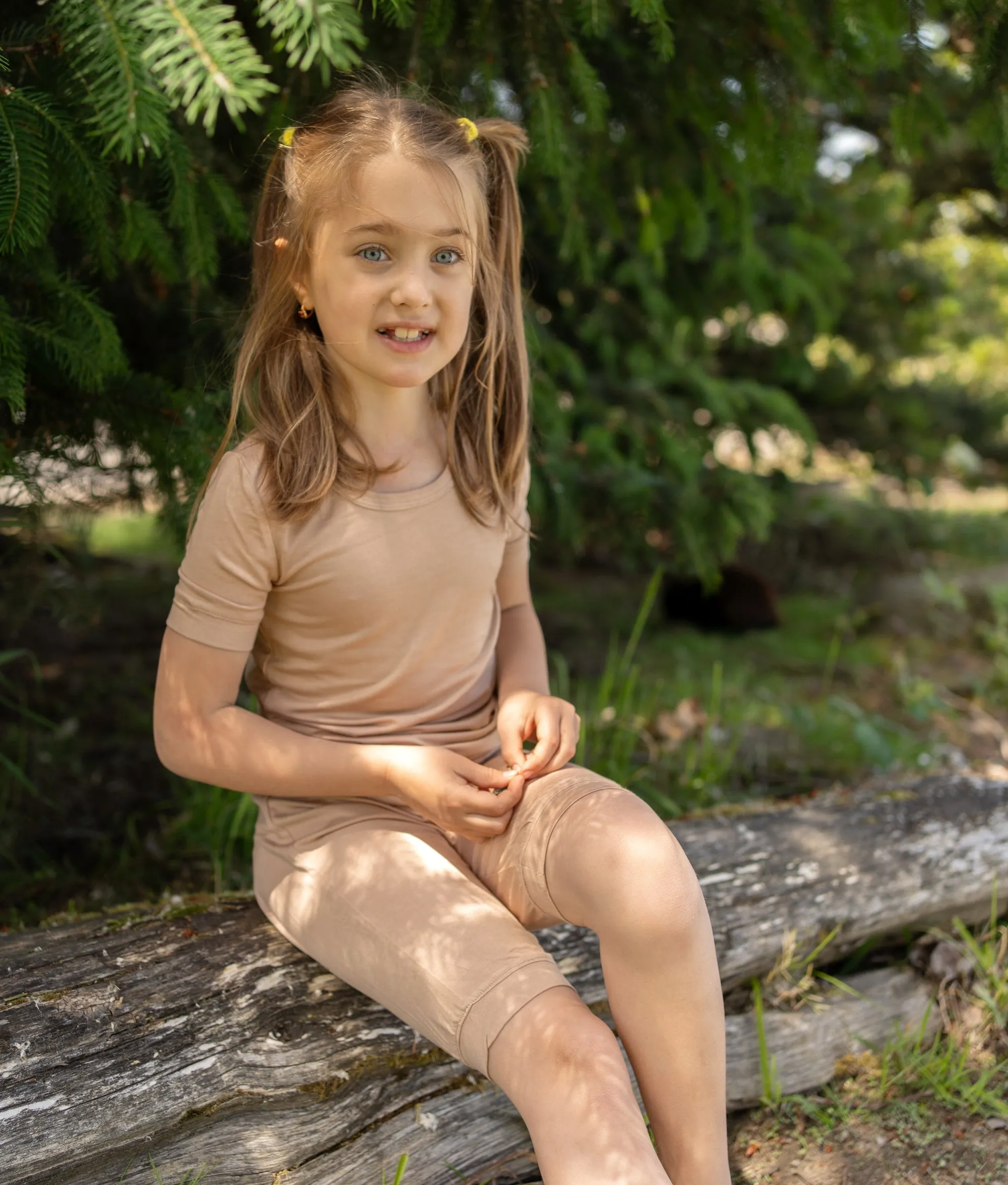 Bamboo Short Sleeve Top & Shorts Pajama Set (Maple Sugar)