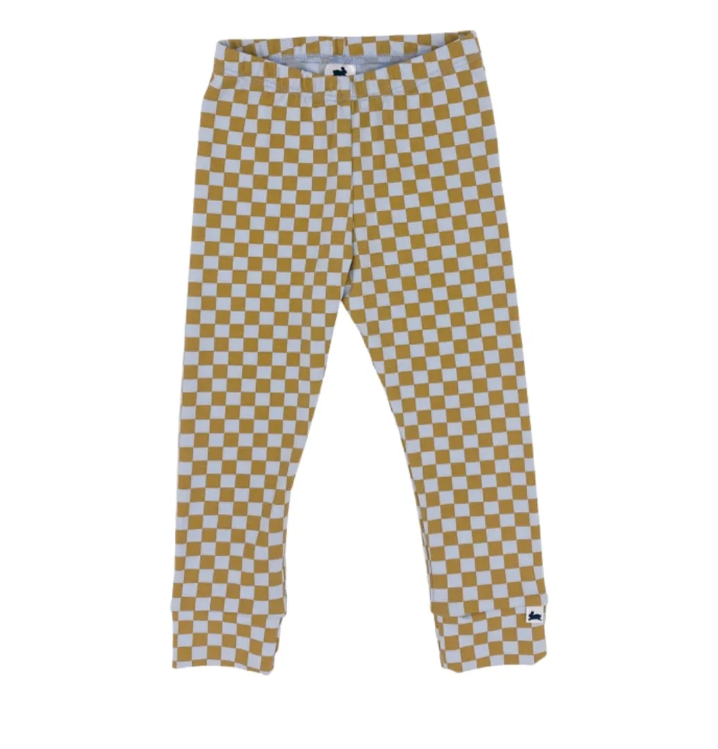 Bamboo/Cotton Leggings | Blue Checkers