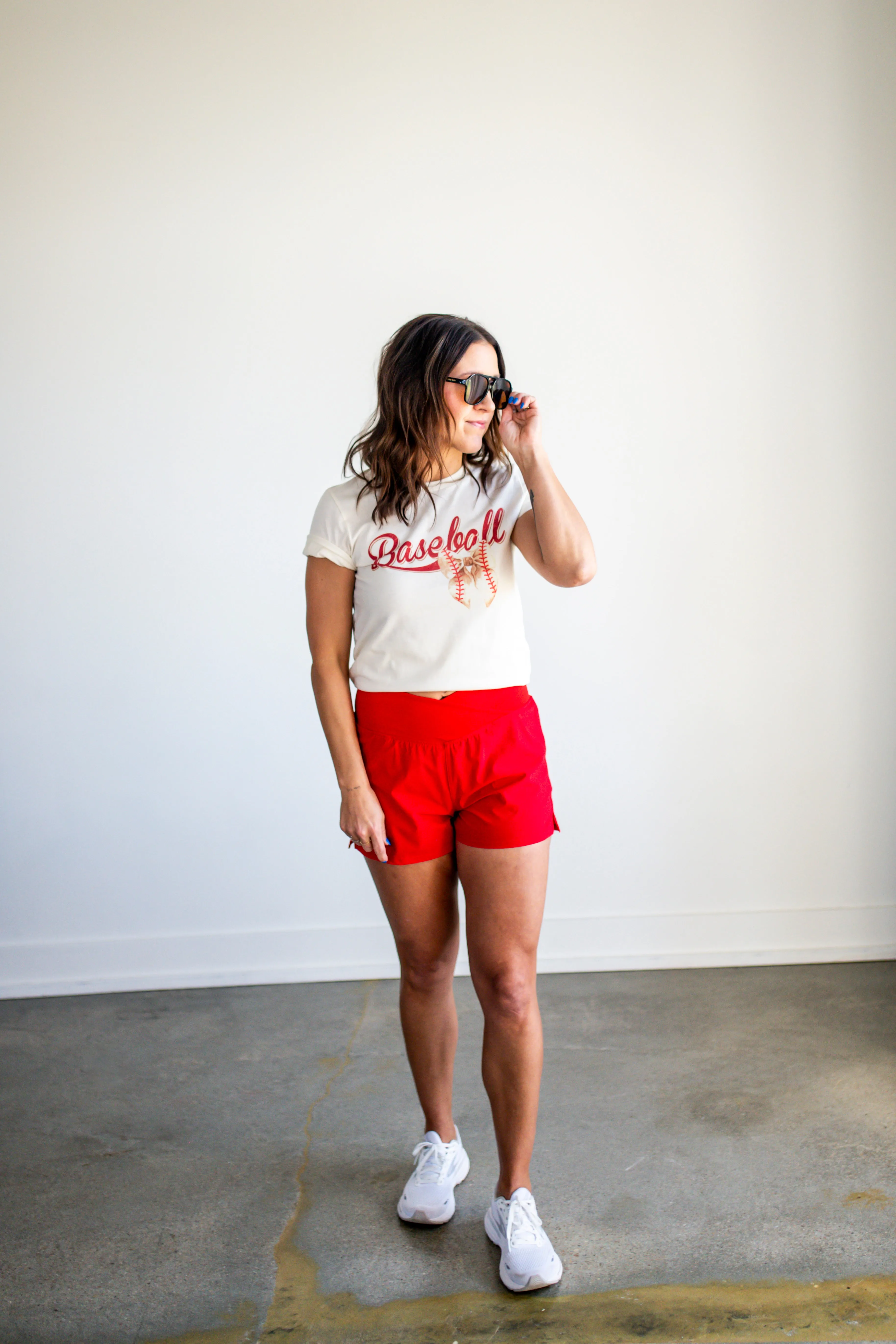 Baseball Bow Cream Graphic Tee