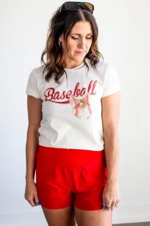 Baseball Bow Cream Graphic Tee