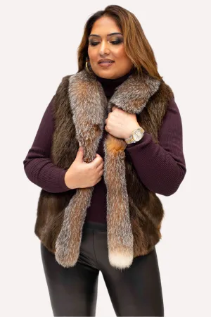 Beaver Fur Vest with Crystal Fox Fur Tux