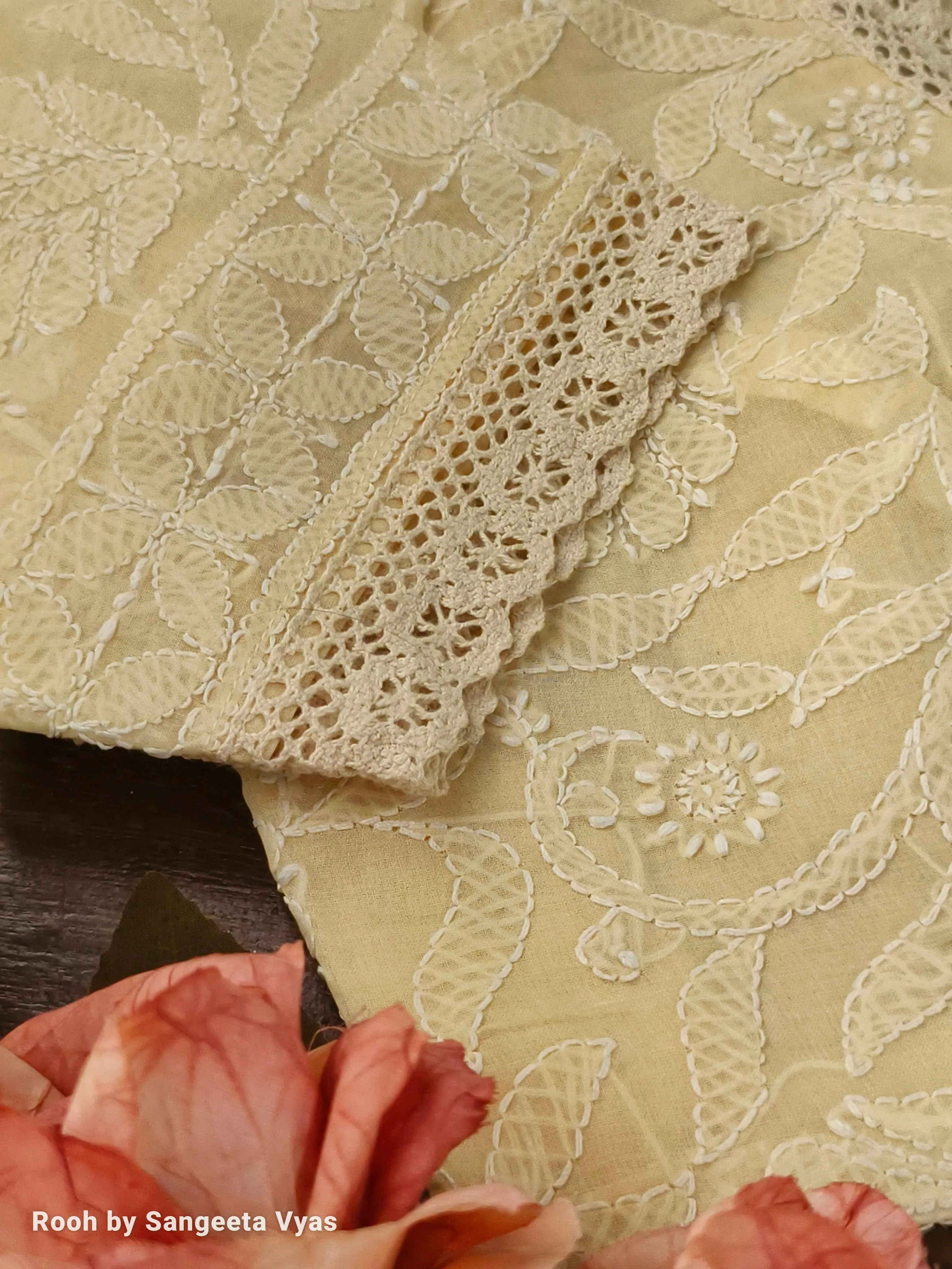 Beige Cotton Chikankari blouse
