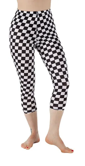 Black and White Checkered Spandex Capri