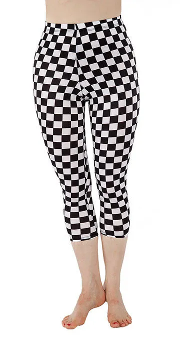 Black and White Checkered Spandex Capri
